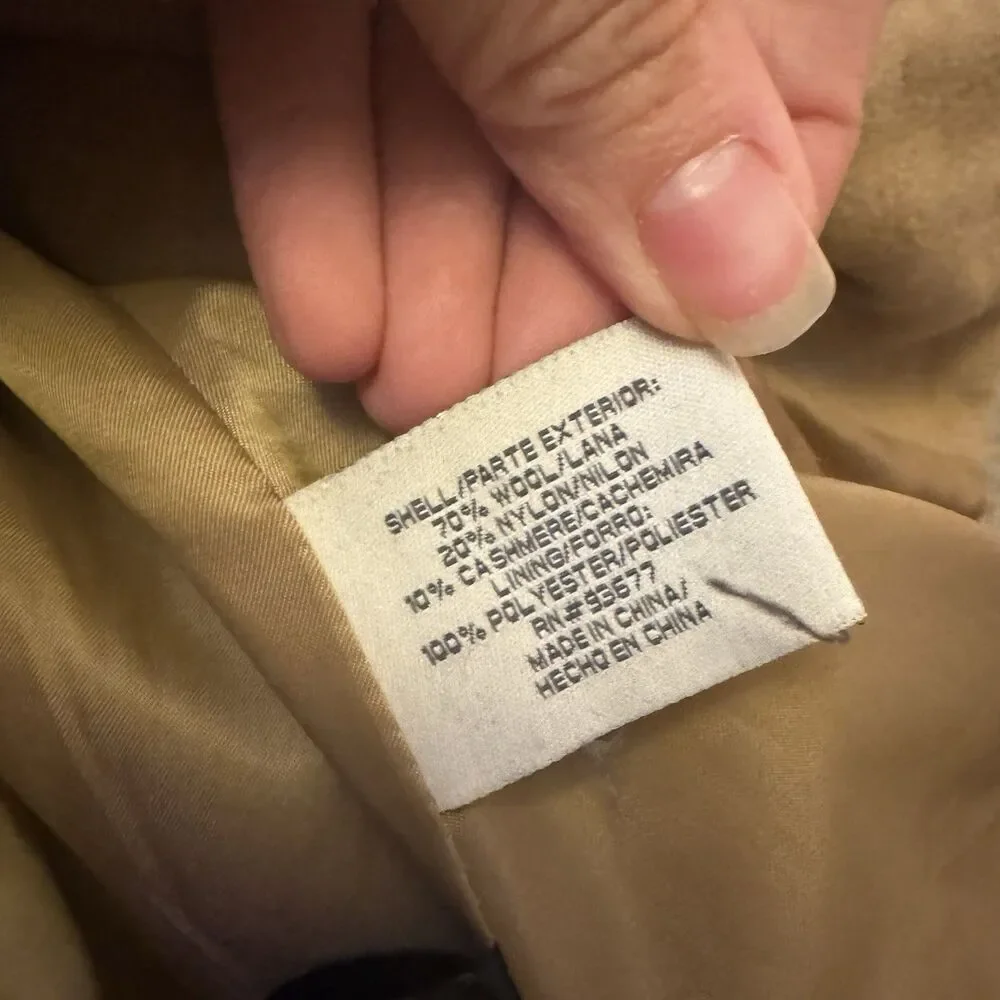 ST. JOHN’S BAY Vintage Wool Peacoat double-breasted Lined‎ Coat Brown Sz Small